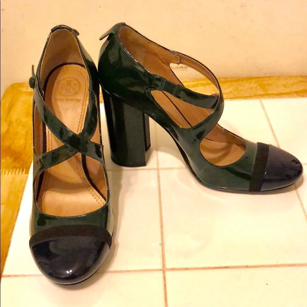 Tory Burch Green and Blue Heels - Picture 3 of 5